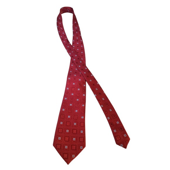 Burma Bibas Mens Tie Luxury Designer Red Blue Geometric Excellent Condition - Picture 3 of 12